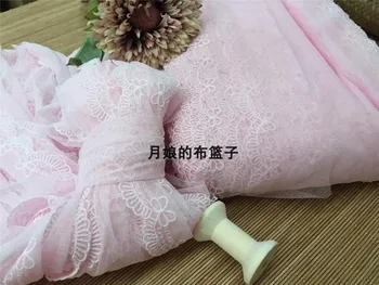 

Pink exquisite mesh cotton embroidery clothing lace accessories lace 8 cm wide