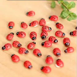 50 шт. миниатюрные украшения Coccinella septempipatata изделие из смолы «сделай сам» маленький садовый декор