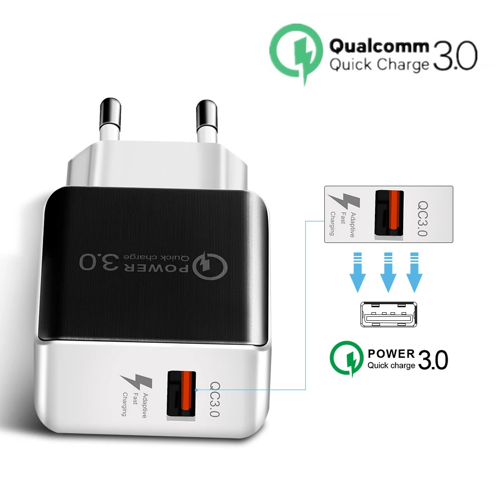 

Quick Charge 3.0 18W USB travel Charger Adapter For iPhone X 7 6s for Samsung s9 s8 QC 2.0 Fast travel Charger for Huawei Xiaomi