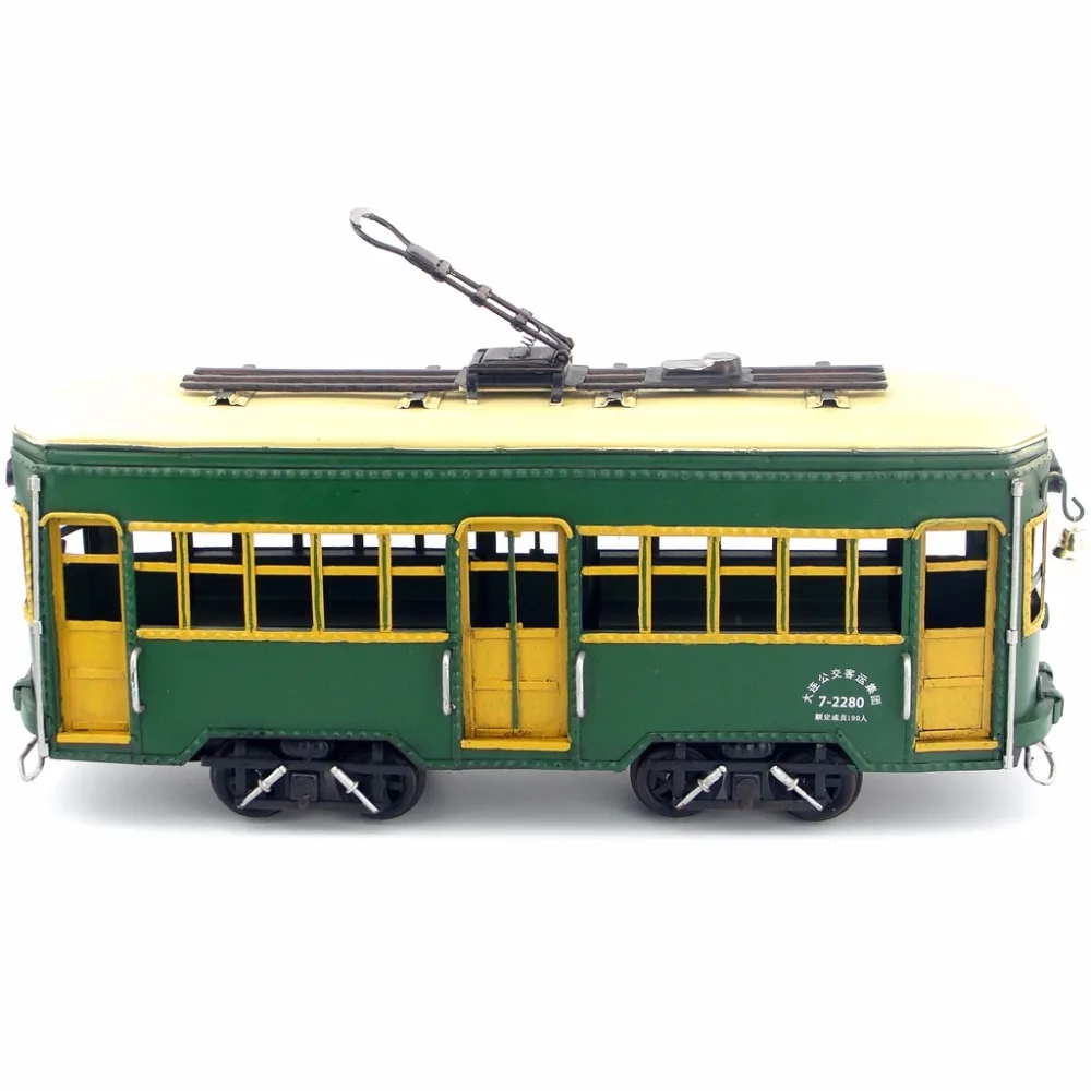 Wrought iron metal decoration, antique handicrafts Tram Model of Dalian 201 Road, China tram creative decoration, iron art image_1