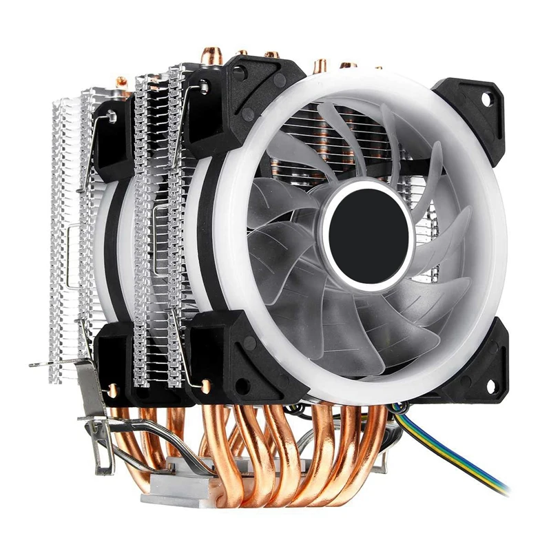 6 Heatpipe Cpu Cooler Fan 3 Line Rgb Led Cooling Fan Quiet Heatsink Radiator For Intel 775/1150/1151/1155/1156/1366 For Amd Al