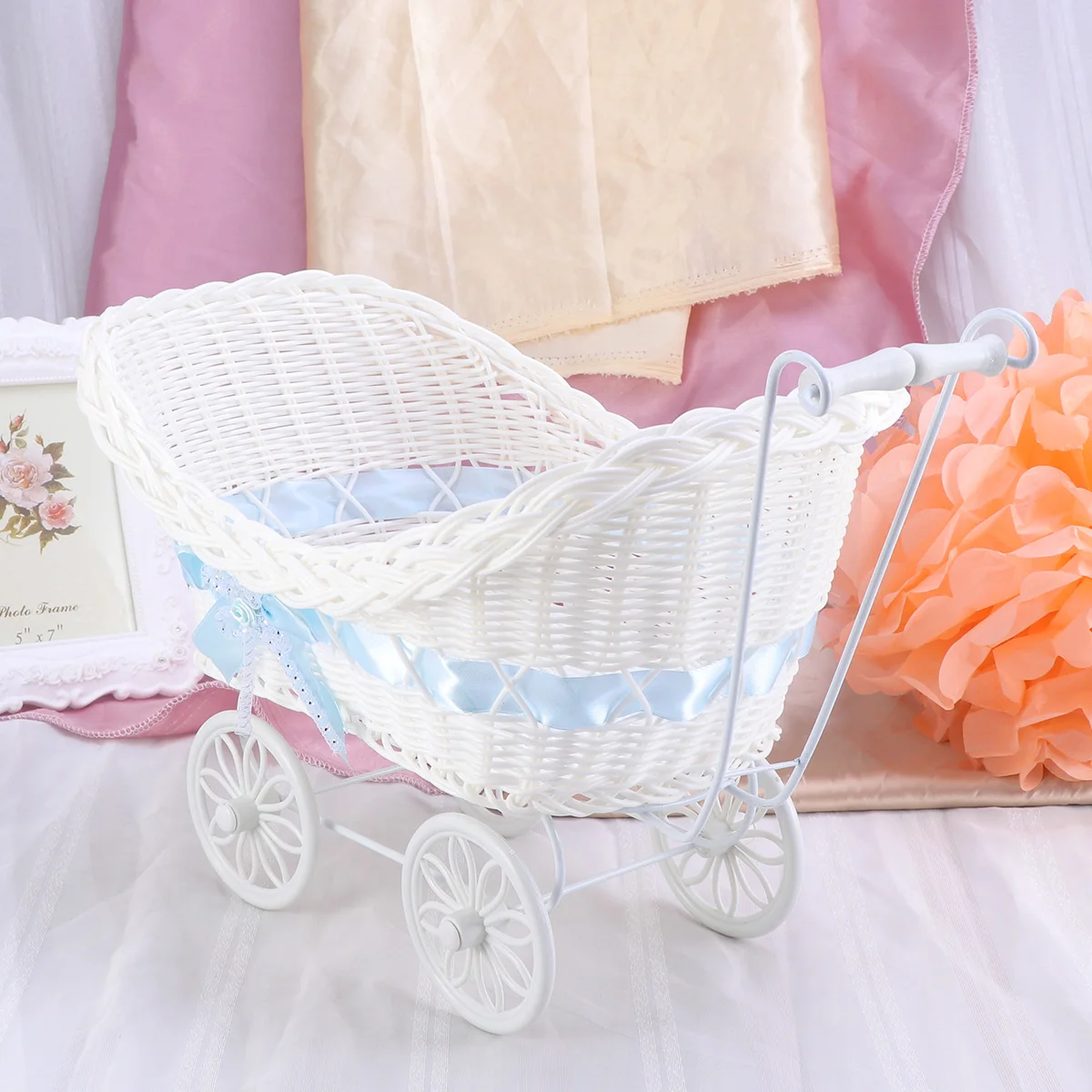 

1pc Mini Car Rattan Plaited Articles Wicker Baskets Hamper Furnishing Articles for Birthday Baby Shower Party Wedding
