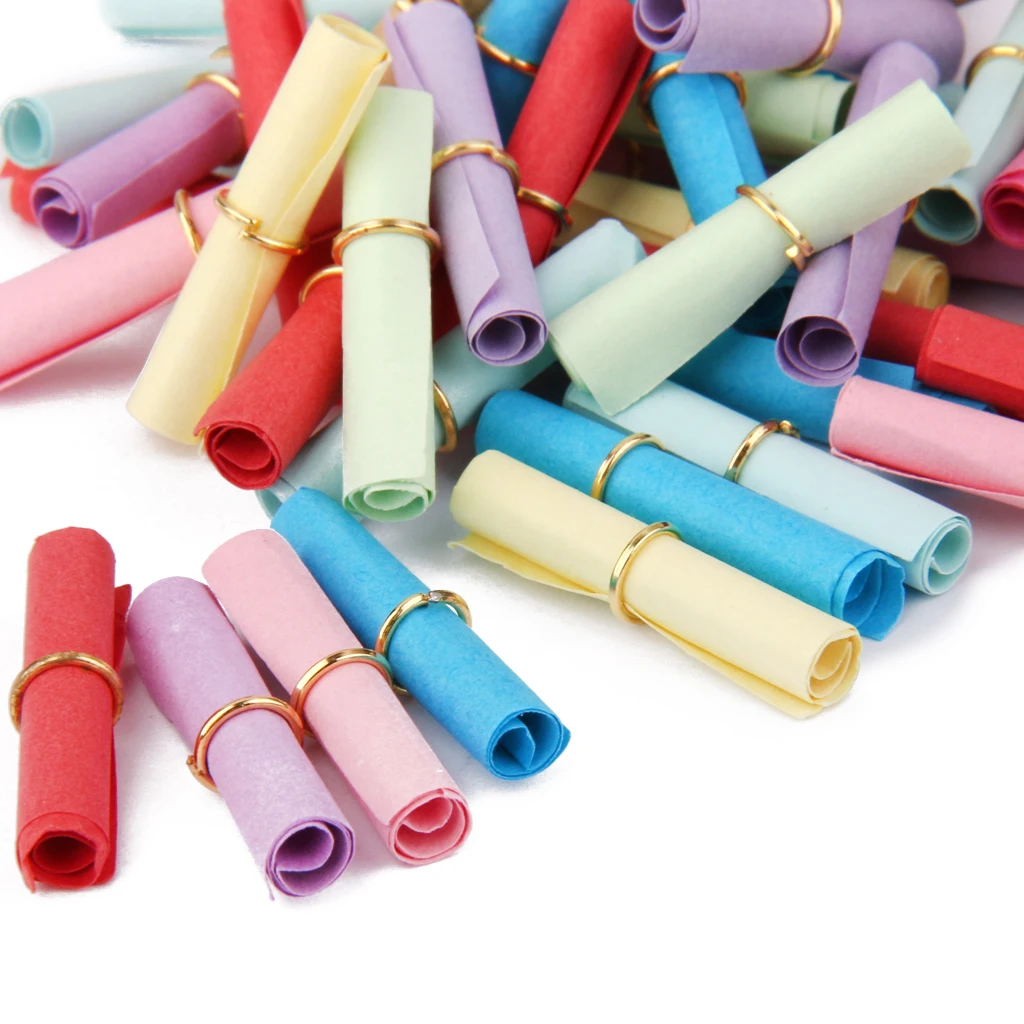 50 pcs Colorful Wishing Scrolls Paper Mix Color Handcraft Love Note Letter DIY Paper Decoration Wishing Bottle Gift 6x2.5cm