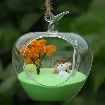

Height=11cm Fruit Glass Terrarium Small Package Pear Apple Shaped Table Stand Glass Vase Home Decorative Beautiful Friend Gift