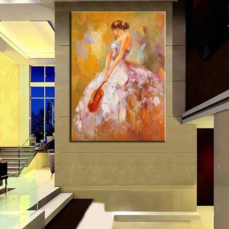 

Large Knife Colorful Woman Oil Painting Hand Painted Abstract Figure Oil Paintings on Canvas Modern Home Decor Wall Art Pictures