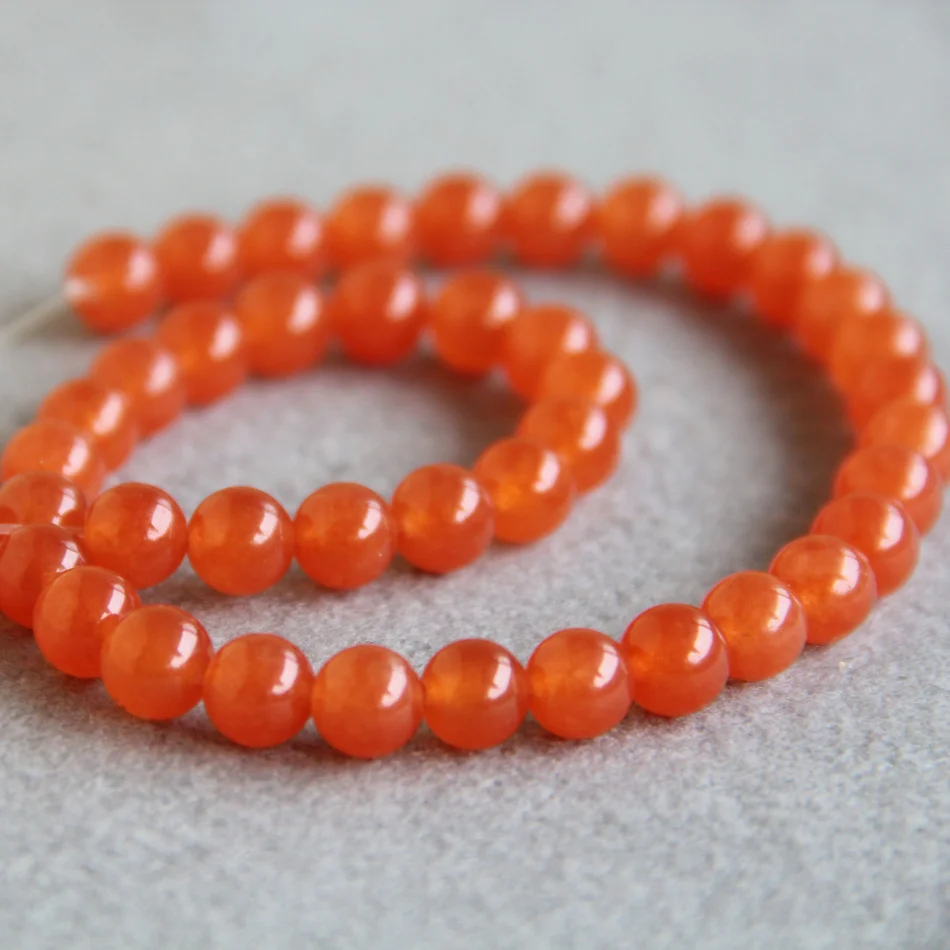 8mm Fashion New Orange beads stones round DIY chalcedony 15" 2pc/lot