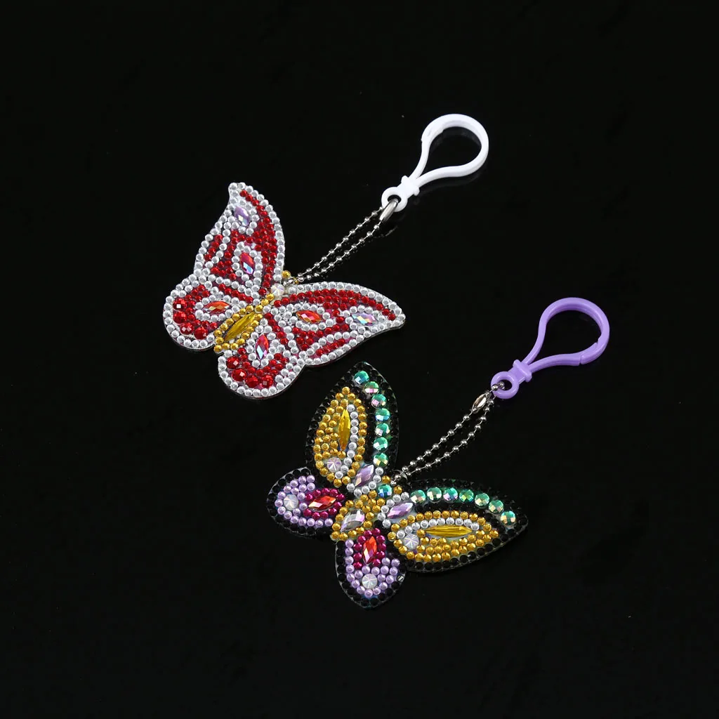 2pcs butterfly 1-5 шт DIY алмазная цепочка для ключей специальная форма полная алмазная картина брелок для ключей вышивка крестиком женская сумка рождественский декор - Цвет: 2pcs butterfly