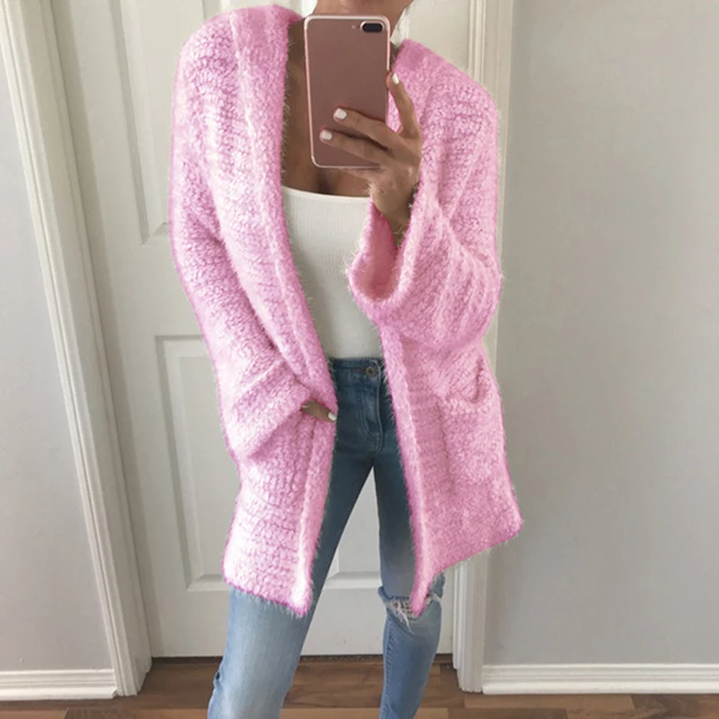 

Bigsweety Autumn Winter Cardigans Fashion Women's Hooded Sweater Coat Corn Velvet Long Sleeve Casual Outwear Female Warm Tops