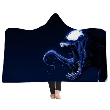 

EHOMEBUY New Arrival 3D Blankets Superhero 3D Printing Hooded Blankets Home Adults Wearable Blanket Black Hooded Blankets