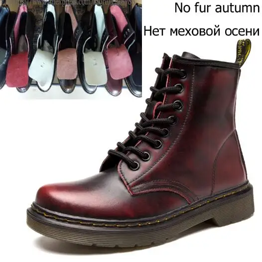 DJSUNNYMIX/Новинка; ботильоны для женщин в английском стиле; сезон осень-зима; женские кожаные ботинки из натуральной кожи; унисекс; большие размеры 35-46 - Цвет: red 1 None lining