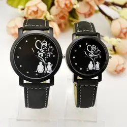 Часы мужские Студенческие лаконичные корейские модные часы для влюбленных модные ретро часы с ремешком кварцевые часы не выцветают