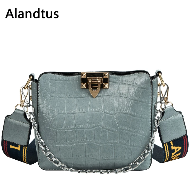 

Alandtus Women Messenger Bags Chain Vintage Crossbody Bags For Women Casual Soft Leather Shoulder Bags Bolsa Feminina