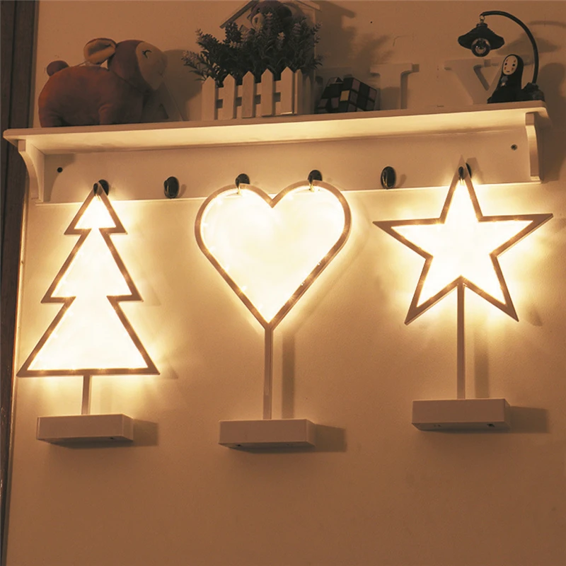 Светодиодный ночсветильник звезды сердце рождественская елка настольная лампа