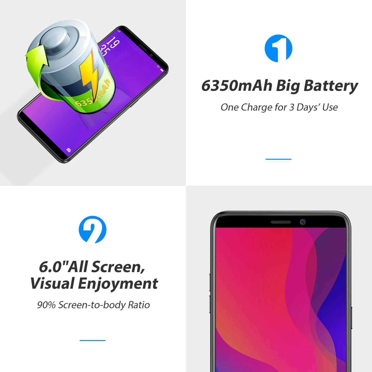 Vernee X2 смартфон с 6 дюймовым дисплеем ОЗУ 3 ГБ ПЗУ 32 двумя слотами для sim карт 6350 мАч