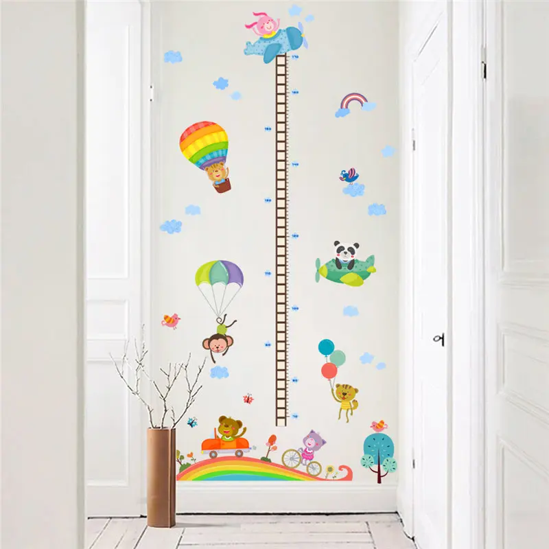 Милые животные на воздушном шаре наклейки на стену для детского сада детская комната украшение дома Diy Мультфильм Сафари настенные художественные наклейки