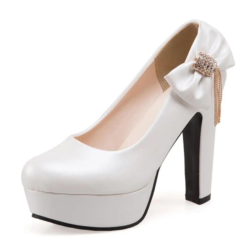 Lapolaka New Arrivals Plus Size 34-50 Wholesale Chunky Heels Bowtie Shoes Woman Pumps Female Slip On Platform Pumps Woman