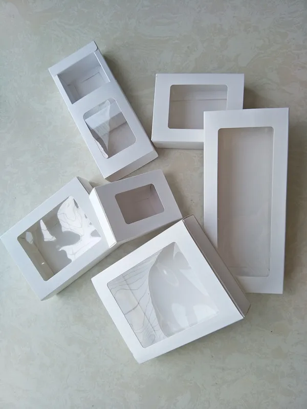 7 Size White Paper Box Window Paper Drawer Box With Window ...