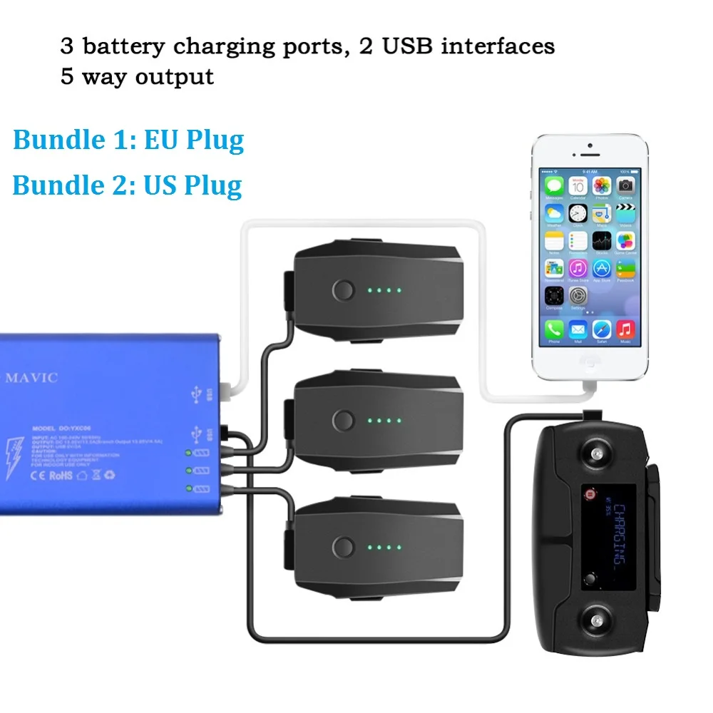 5в1 мульти-батарея, зарядный концентратор, интеллектуальное зарядное устройство для RC DJI Mavic Pro