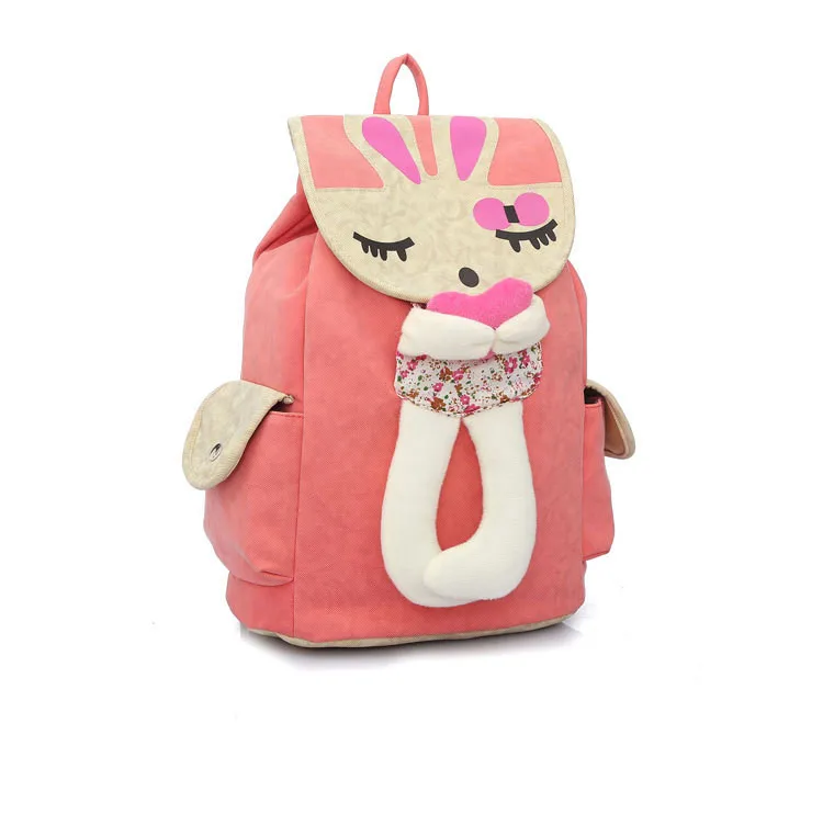 New 2014 Fresh Cute Quilted Rabbit Character Girls School Bag Female Cavas Backpacks Mochila Feminina de Lona High Quality | Багаж и сумки
