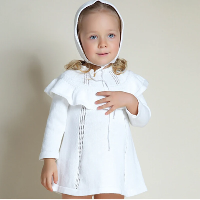 

New 2017 Girl's Princess Sweater Dress For 1-4Yrs Baby Girls Knitted Cute Dresses infant Kids Hooded Fashion Spring Autumn Dress