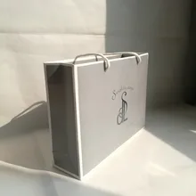 Пользовательские Премиум модные серые Tote бумажные пакеты для покупок Роскошные Многоразовые бумажные сумки с хлопковые ручки для одежды/ювелирных изделий