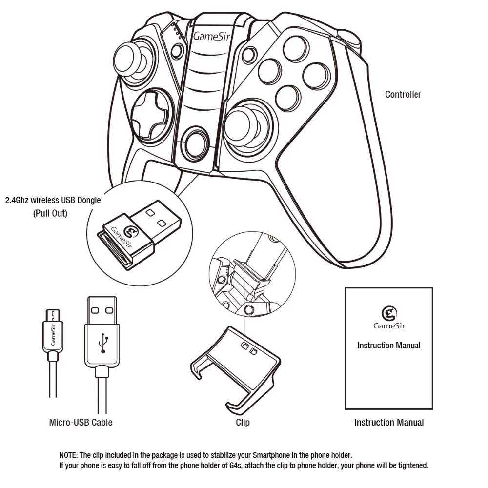 GameSir G4s controlador USB inalámbrico Bluetooth Gamepad para caja de TV Android Smartphone Tablet PC Juegos VR 2,4 GHz Joypad - 6