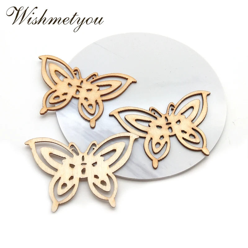 

WISHMETYOU 20Pcs Large Butterfly Wood Slices Diy Embellishments Party Crafts Painting Tags Wood Finding Making Accessories Beads