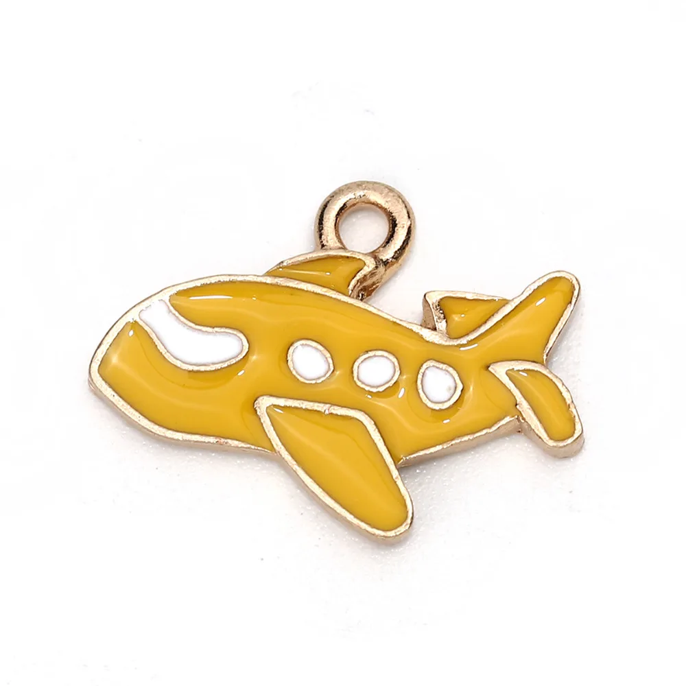 

Doreen Box Zinc Based Alloy Travel Charms Airplane Gold Color Creative Enamel Pendants Jewelry 21mm( 7/8") x 16mm( 5/8"), 10 PCs