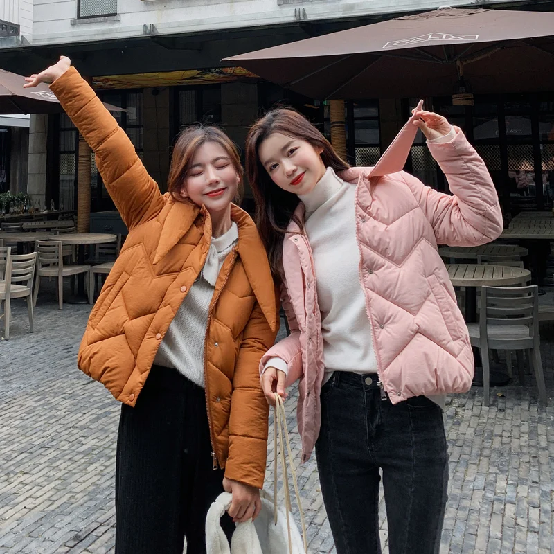 KUYOMENS Stand Collar Buttons Female Coat Winter Womens Outwear Winter Jackets Autumn Cotton Padded Chaqueta Mujer Invierno