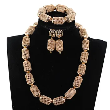 

Elegant Women African Beads Jewelry Sets Gold Tube Copper Accessory Jewelry Set 2018 Christmas Gift Jewelry WE222
