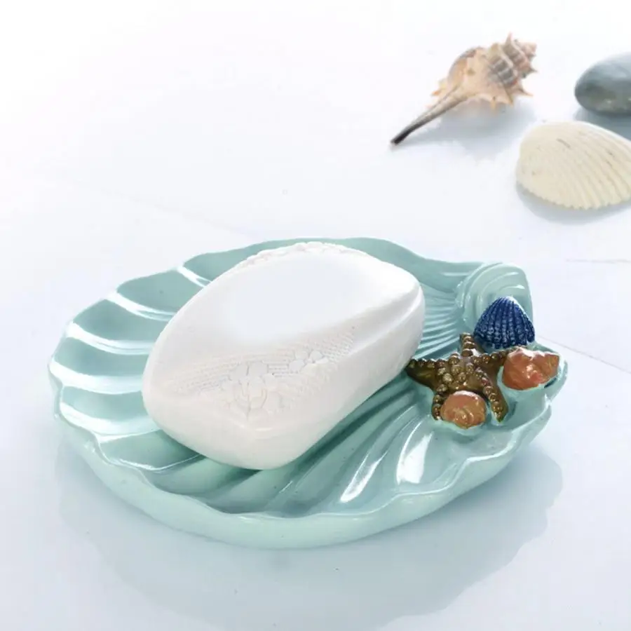 

Multi-functional household storage soap box Bathtub Decor Shell-shape Soap Box Dish Storage Plate Tray Holder Case Container