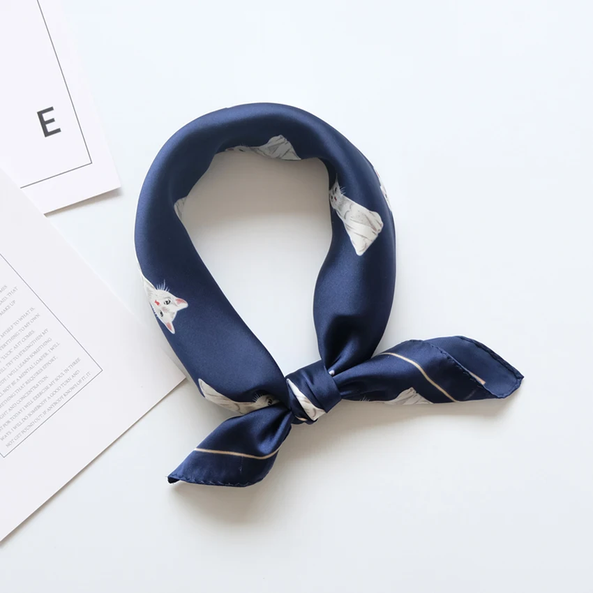 

Retro art women silk scarf Square Imitate Silk Scarf Cravate Scarves Cartoon small Head Neck Hair Tie Band Multi-Use Neckerchief