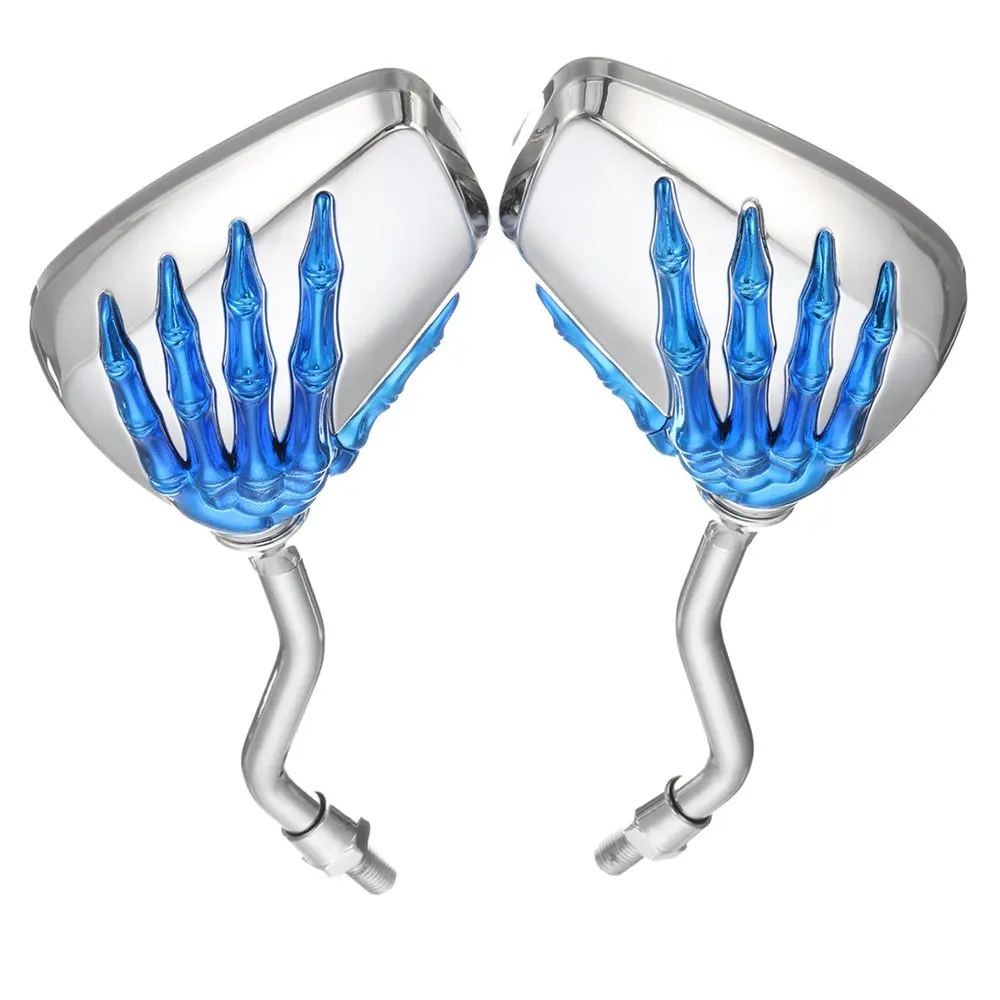 

Universal Motorcycle Motorbike blue Skeleton Skull Type Mirrors Rear View Essential Accessories
