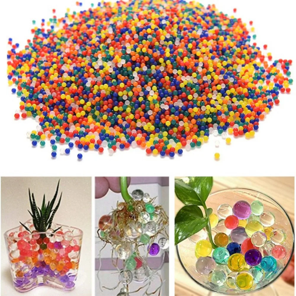 

10000Pcs/lot Water Beads Pearl Shaped Crystal Soil Water Beads Mud Grow Magic Jelly Balls Wedding Hydrogel For Water Gun