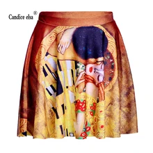 Candice Эльза женские юбки горячий поцелуй Картина цифровая печать плиссированные юбки Skt1103