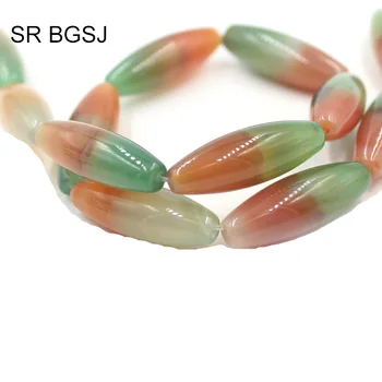 

Free Shipping 50% OFF Sale 10x30mm Jewelry Making Craft Olivary shape Rainbow Agat Onyx Craft Gems Stone Beads Strand 15"