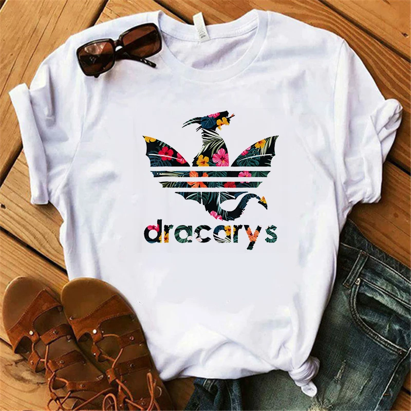 Lei SAGLY DRACARYS Game of Throne Female T Shirt Women Summer Short Sleeve White Casual Print Tshirt Homme Streetwear T-shirts - Цвет: XWT0336