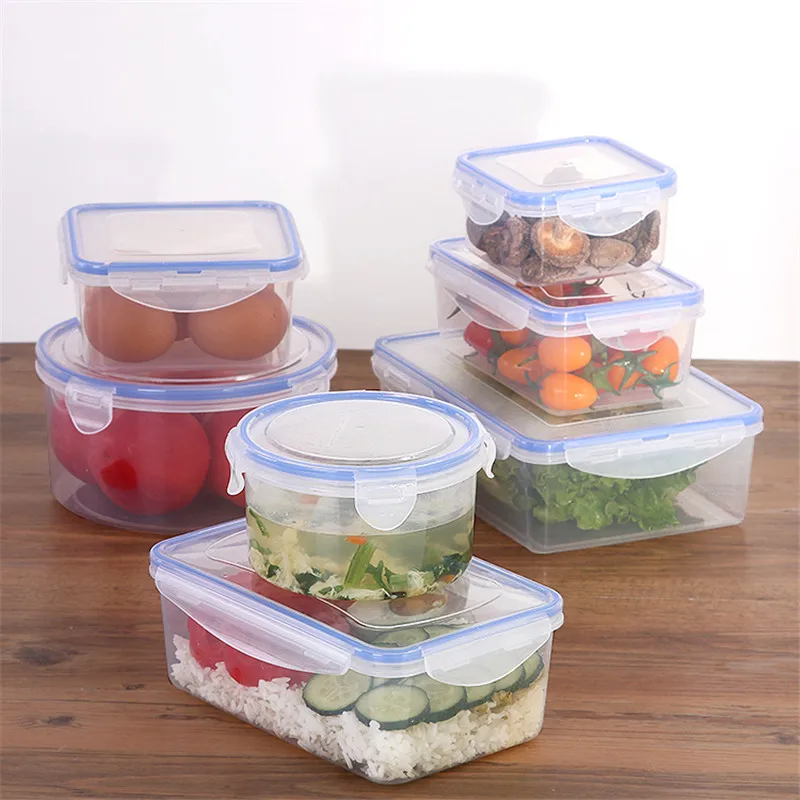 

Onme Healthy Plastic Lunch Box Transparent Bento Box Fresh Keeping Sealed Microwavable Crisper Food Container Tableware
