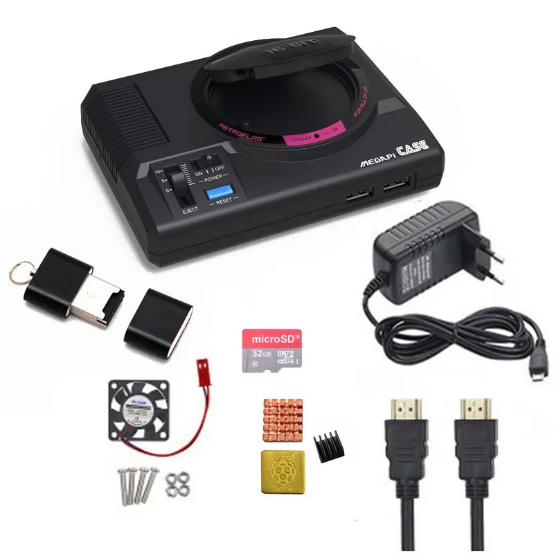  Retroflag MEGAPi CASE-M with Classic USB Controller-M +Power Adapter + 32GB SD Card for Raspberry P