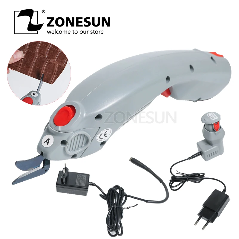 

ZONESUN Wireless Electric Scissors Cutter Cutting Paper Clothes Fabric Textile Leather Suitcase Trunk Trimming Cutting Edge Tool