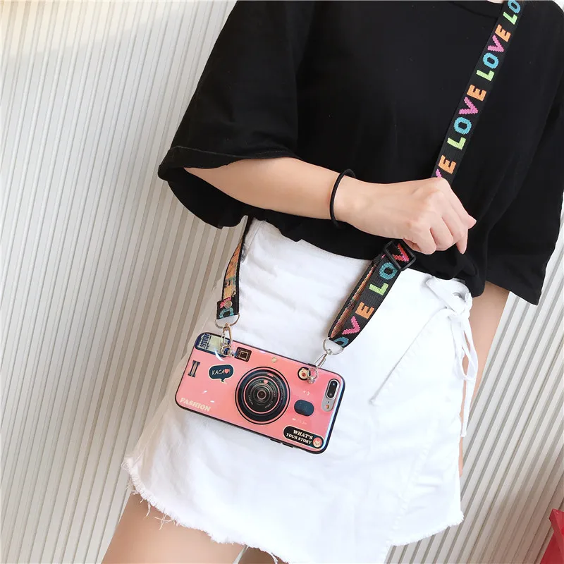 

For Huawei Honor 7X 8C 8X max 9 V10 10 lite nova 2 2i 2S 3 4 3D Camera style soft tpu cover case coque with Lanyard and Bracket