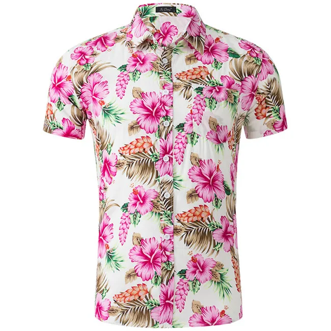 Riinr Новое поступление мужская рубашка Повседневная рубашка с отложным воротником и короткими рукавами весеннее летнее в горошек рубашка модная мужская одежда - Цвет: GD025-11