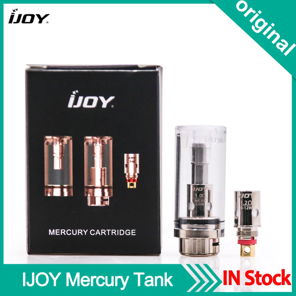 

Original IJOY Mercury Vape Tank Cartridge 2ml Capacity Atomizer With 1.2ohm 1.0ohm Mesh Coil Refillable Tank For Ijoy Mercury