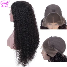 Вьющиеся человеческие волосы парик фронта шнурка человеческих волос парики для черных женщин монгольские не Реми 13 × 4 13 × 6 Glueless парики шнурка человеческих волос Ариэль