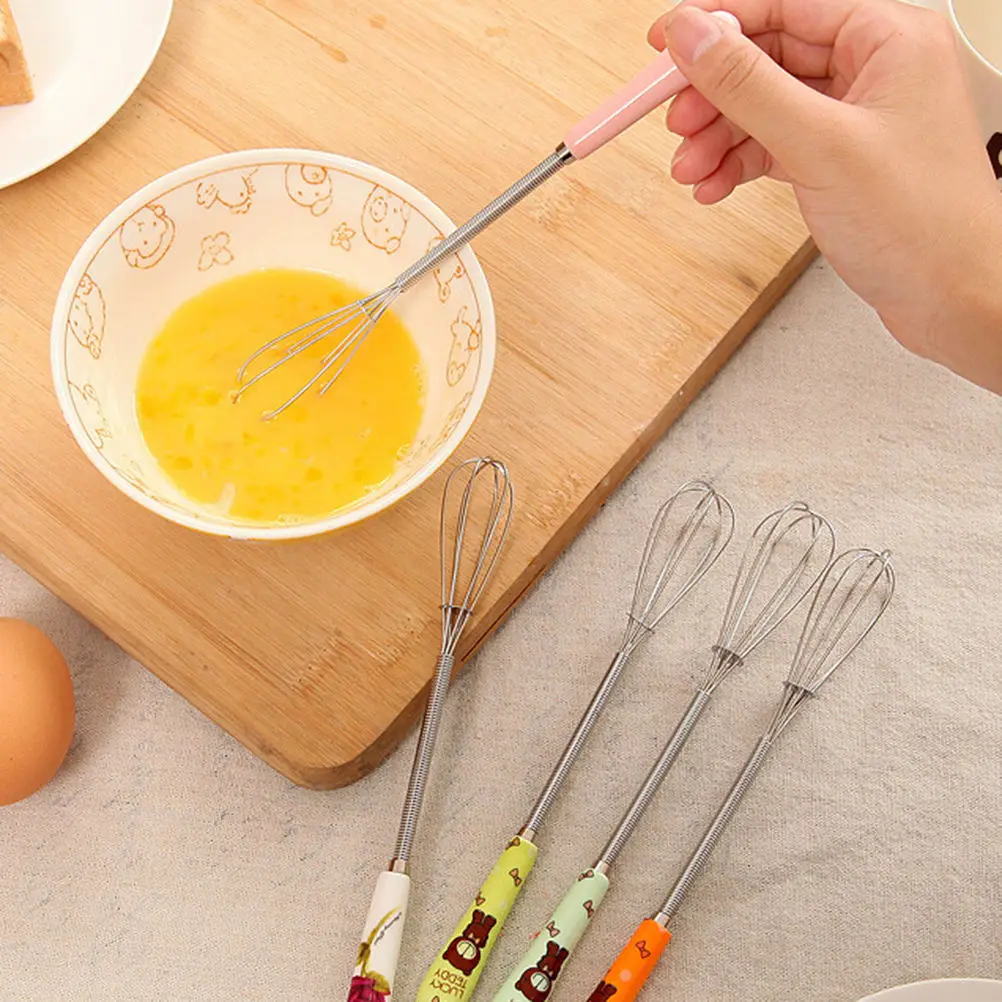1x Egg beater Long Handle Egg Mixer Tools Small Manual Ceramic Cartoon Handle Egg Kitchen Cake
