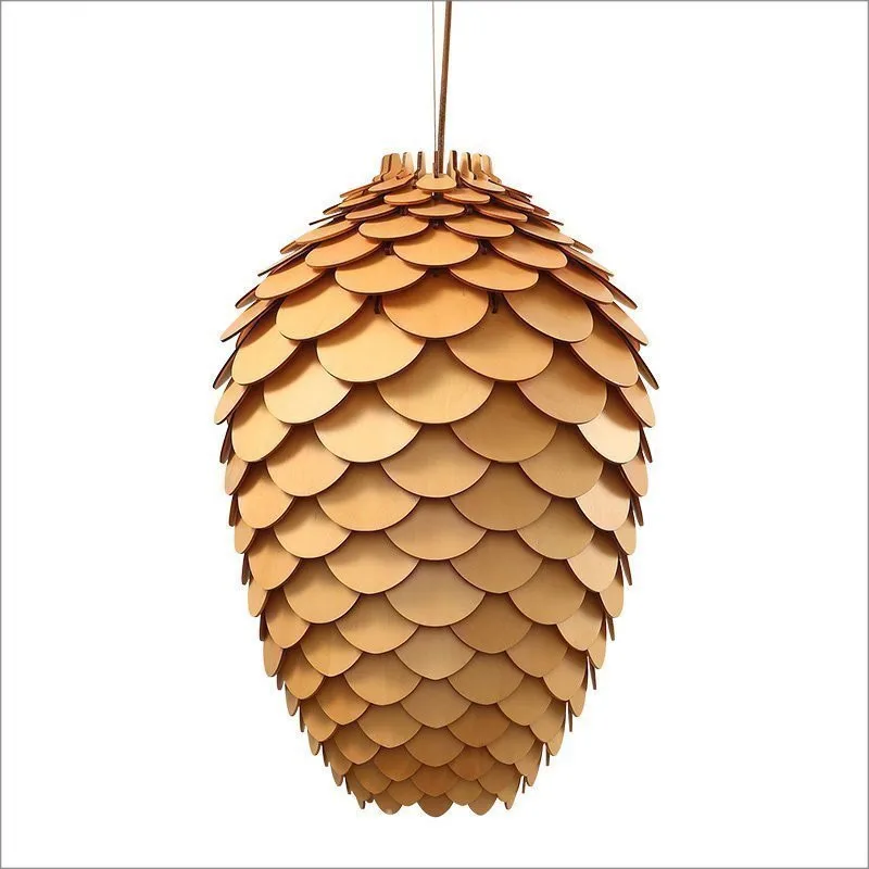 Европейский деревянный подвесной светильник Skrivo из дуба Pinecone винтажные