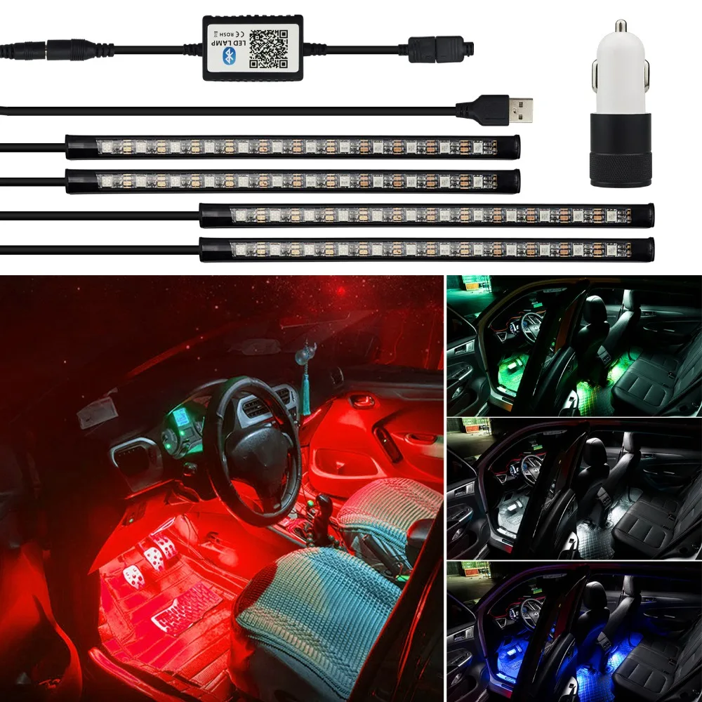 

RGB Remote Control LED Strip Car Decorative Atmosphere Lamp For Ford Focus 2 3 Fiesta Mondeo mk4 mk2 Ranger Fusion Kuga Mustang