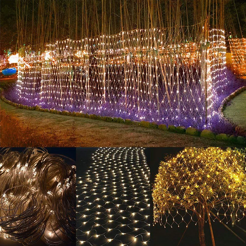 2*3M 204LEDs LED String Lights Net Mesh Lights Dimmable With Remote