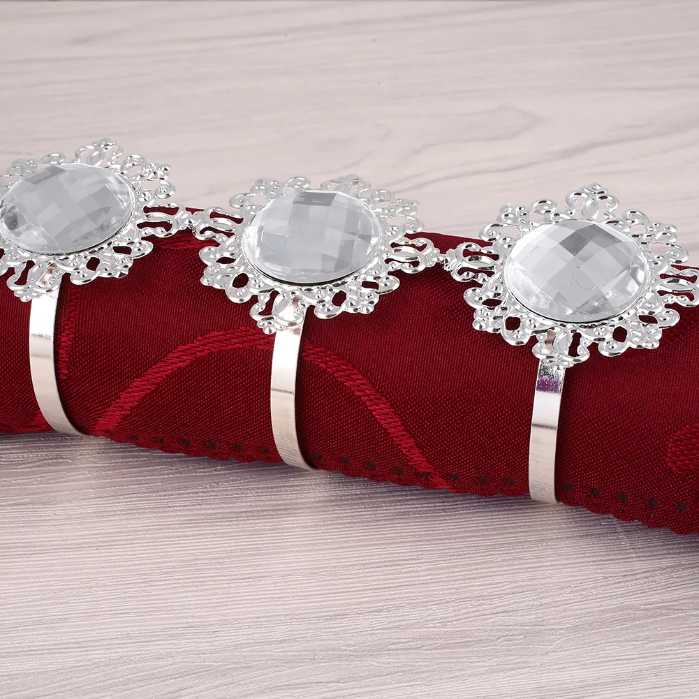 12 шт., роскошное кольцо для салфеток с кристаллами и бриллиантами, золотое, Серебряное украшение для банкета