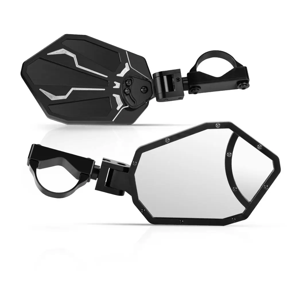 

UTV 1.5"-2" Clamp Rear Side View Mirror Set Black for Polaris RZR for Can Am Maverick X3 for Arctic Cat for John Deere Gator
